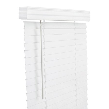 WORK-OF-ART Faux Wood 2 in. Mini-Blinds, 29 x 60 in. White Cordless WO2513722